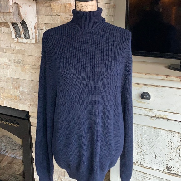 Brandy Melville Sweaters - Brandy Melville oversized navy knit turtleneck sweater